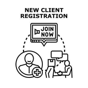 New client registration joining online community concept Stock Illustration
