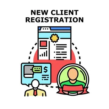 New client registration process onboarding web service Stock Illustration