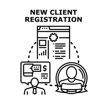 New client registration process onboarding web service Stock Illustration