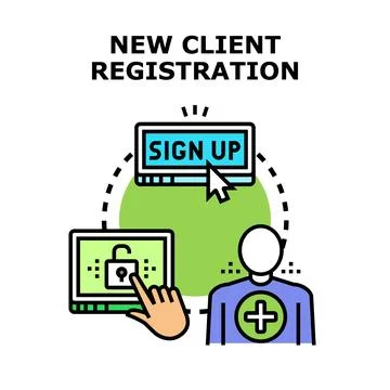 New client registration, sign up, and account creation イラスト素材