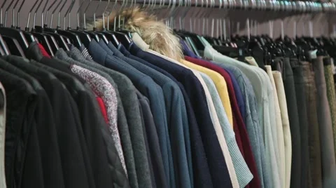 New collection of clothes in store Stock Footage 61535992