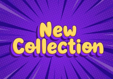 New collection comic banner on purple background Stock Illustration