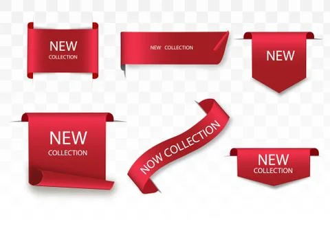 New collection tags. Vector badges and labels. Paper ribbons. Stock Illustration