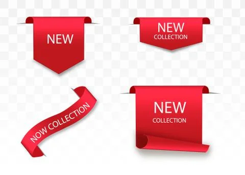 New collection tags. Vector badges and labels. Paper ribbons. Stock Illustration