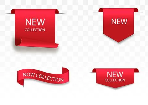 New collection tags. Vector badges and labels. Paper ribbons Stock Illustration