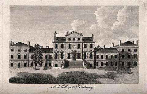 New College [Hackney House], Hackney: a large building in the Palladian sty.. Ilustración de archivo