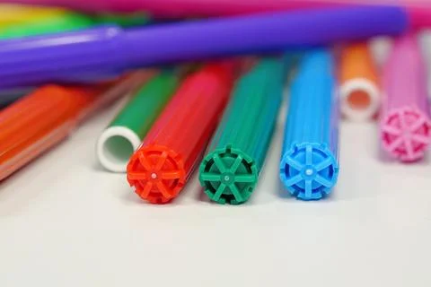 New colored plastic felt-tip pens Stock Photos