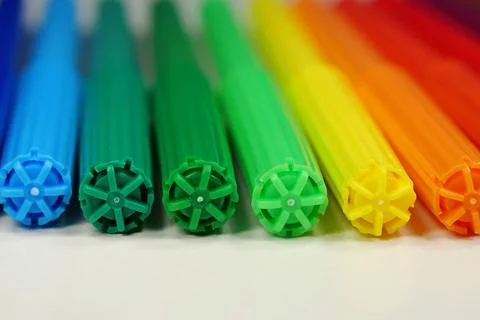New colored plastic felt-tip pens Stock Photos
