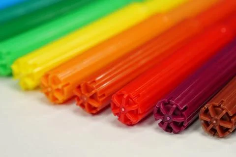 New colored plastic felt-tip pens Stock Photos