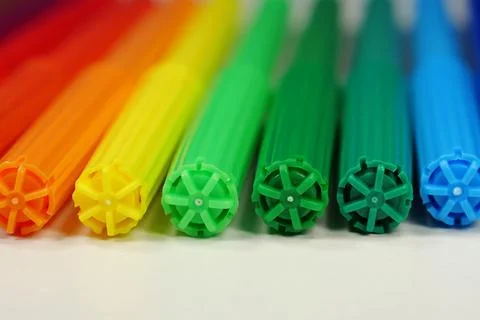 New colored plastic felt-tip pens Stock Photos