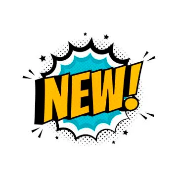 New comic speech bubble. Vector flat illustrations. Color phrase lettering wi Stock Illustration