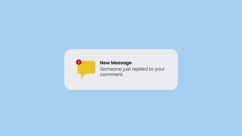 New Comment notification appearing text animation isolated on blue background Video stock 326141687