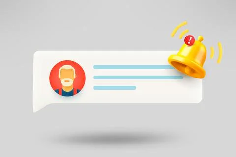 New comment notification with old man avatar. New message concept. 3d vecto.. Stock Illustration