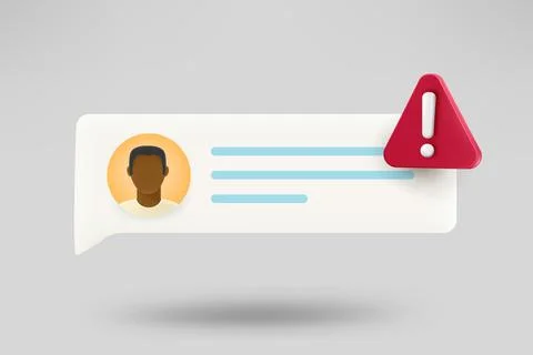 New comment notification with old man avatar. Spam concept. 3d vector illus.. Stock-Illustration