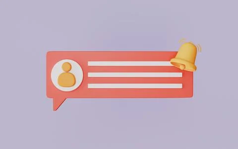 New comment notification with user profile, New message concept 3d illustrati Stock Illustration