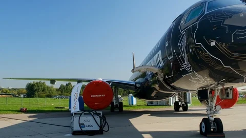 The new commercial jet Embraer E-195E2 Stock Footage 115029566