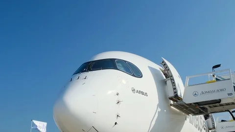 The new commercial widebody jet Airbus A350 XWB Stock Footage 115033325