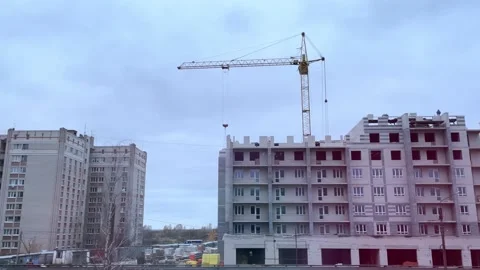 A new complex of apartment buildings under construction, Stock Footage 238806254
