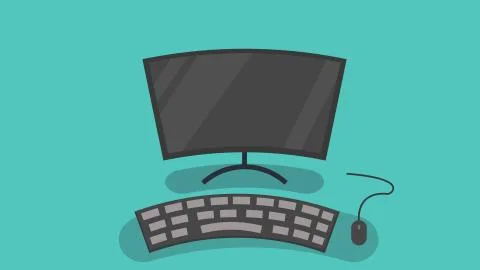 New computer with keyboard and mouse vector illustration 库存插图