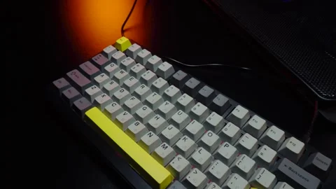 New computer keyboard with button Stock Footage 330339254