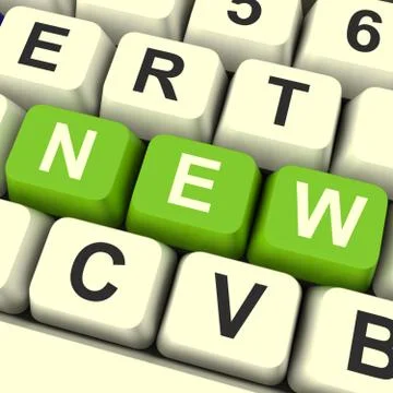 New computer keys in green for introducing promotion Illustrazione stock