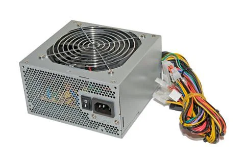 The new computer power supply isolated on white background The new compute... Stock Photos