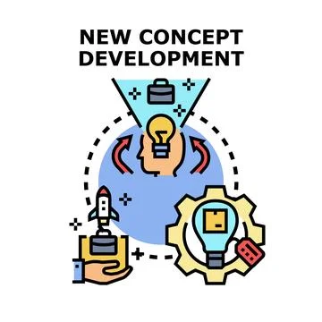 New concept development process generating innovative ideas Stock Illustration