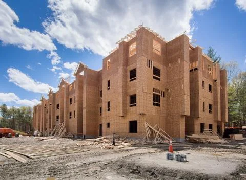 New construction of an apartment complex Stock Photos