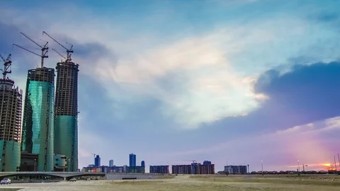 New Construction in Bahrain - Pan Left - Timelapse Stock Footage 87671635