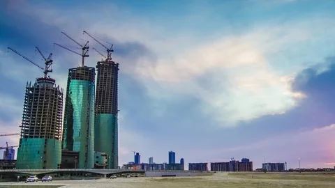 New Construction in Bahrain - Pan Right - Timelapse Stock Footage 87671637