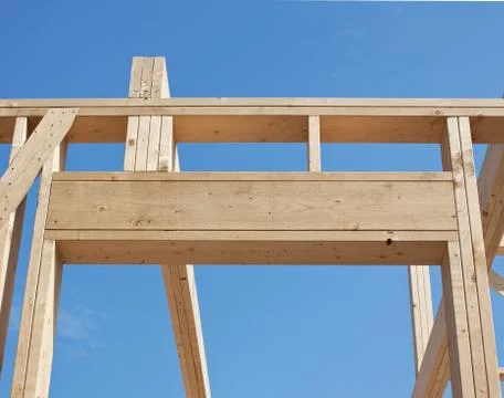 New construction of house, framework. Stock Photos