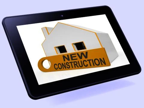 New construction house tablet means brand new home or building Stock Illustration