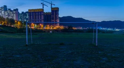 New construction at night Stock Photos