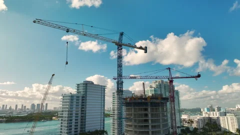 New construction site of developing residense in american urban area. Industrial Stock Footage 243384889