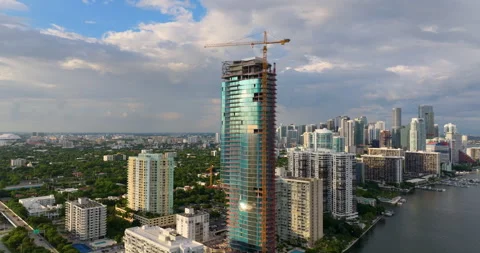 New construction site in Miami, Florida. Developing residence in American urban Stock Footage 329142110