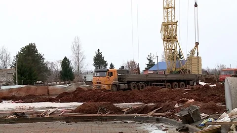 New construction site vehicles Video stock 74987074