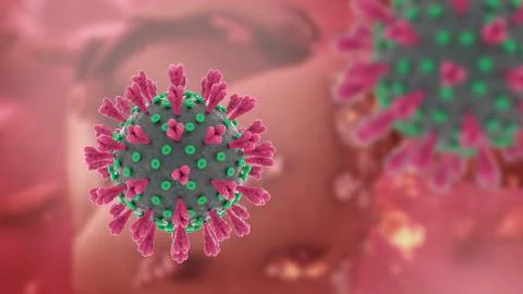 New corona virus attacking cell in human body Stock Illustration