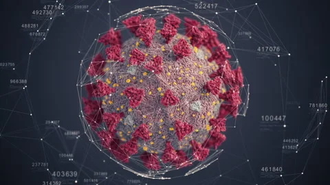 New Coronavirus 2019-nCov Microscope Close up Loop 3d. Dangerous Flu Strain Stock Footage 130372165