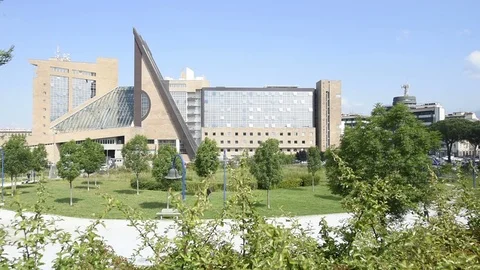 New courthouse modern architecture building in Florence Stock Footage 75932942
