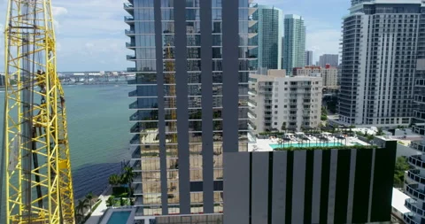 New crane on Biscayne Bay Stock Footage 205106959