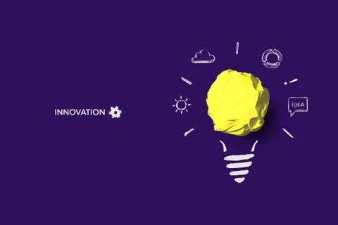 New creative idea. Art concept of idea and innovation with realistic paper bulb Stock Illustration