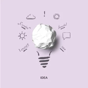 New creative idea. Art concept of idea and innovation with realistic paper bulb Stock Illustration
