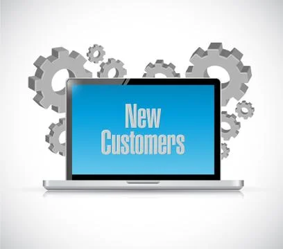 New customer tech computer sign concept Stock Illustration