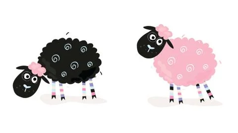 New cute "BAE BAE SHeeps" Two love Sheeps Stock Illustration