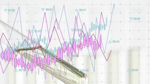 New data arriving causing glass test tube sliding, magenta bars and lines Stock Footage 335317117