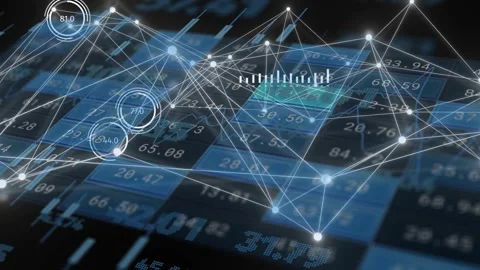 On new data arriving, network nodes pulsing and updating gauges, showing live Stock Footage 334337851