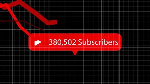 On new data arriving red subscriber bubble appearing counts rising graphs Stock Footage 334811008