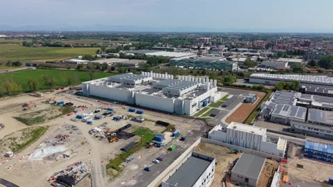 New Data Center Development in Melegnano Near Milan, Italy Aerial View Stock Footage 344956415
