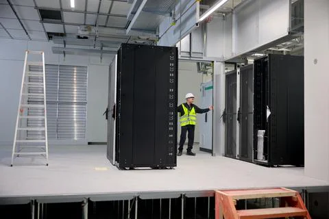 New data center on site of former East German lignite-fired power plant in Lubbe Stock Photos