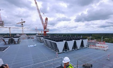New data center on site of former East German lignite-fired power plant in Lubbe Stock Photos